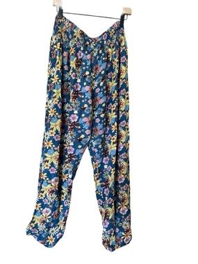 Lotus & Luna Blue Floral Wide Leg Pants